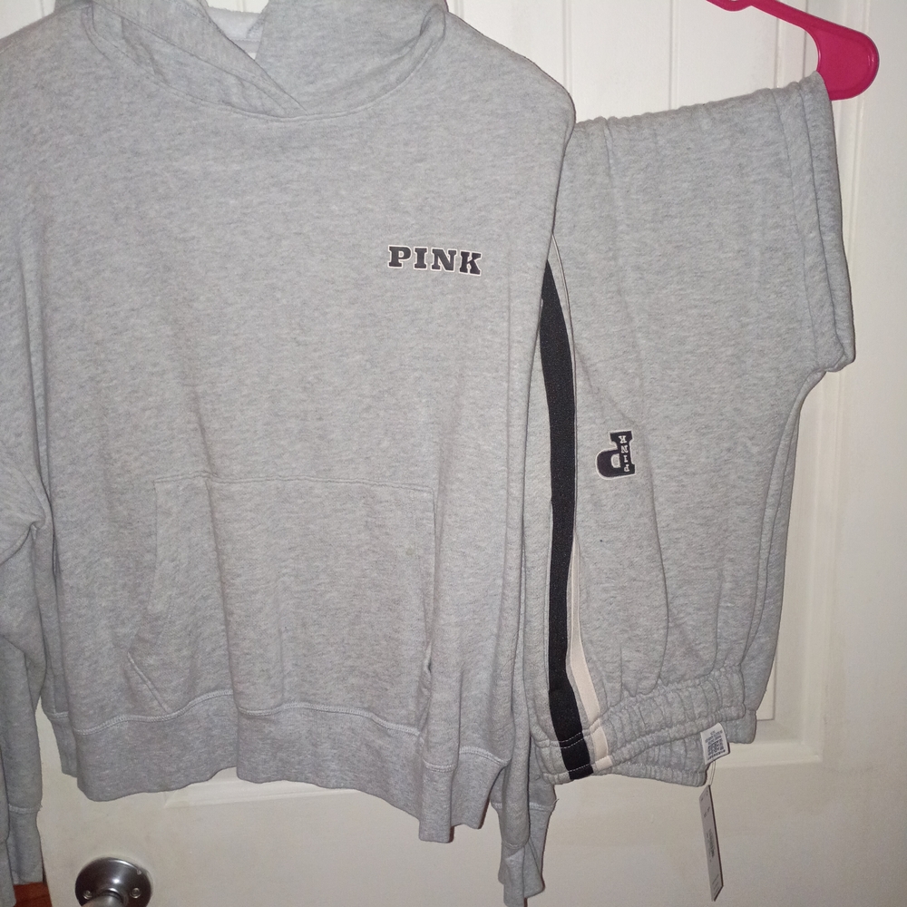 PINK Victoria's Secret XS Gray Hoodie and Sweatpants